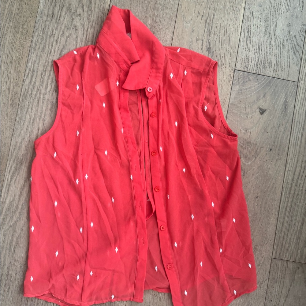 Women's Sleeveless Coral Blouse